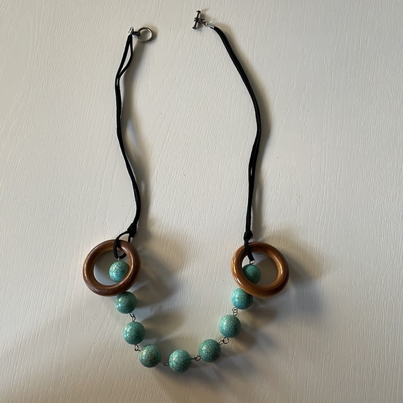 Natural stone beads & Wood necklace handmade by me - Picture 2 of 5